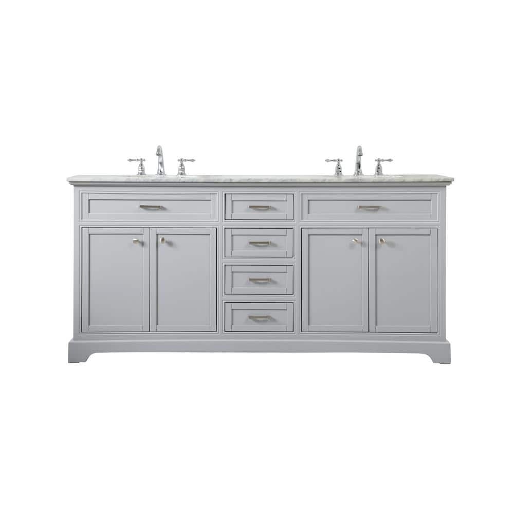 Simply Living 72 in. W x 21.5 in. D x 35 in. H Bath Vanity in Grey with Car