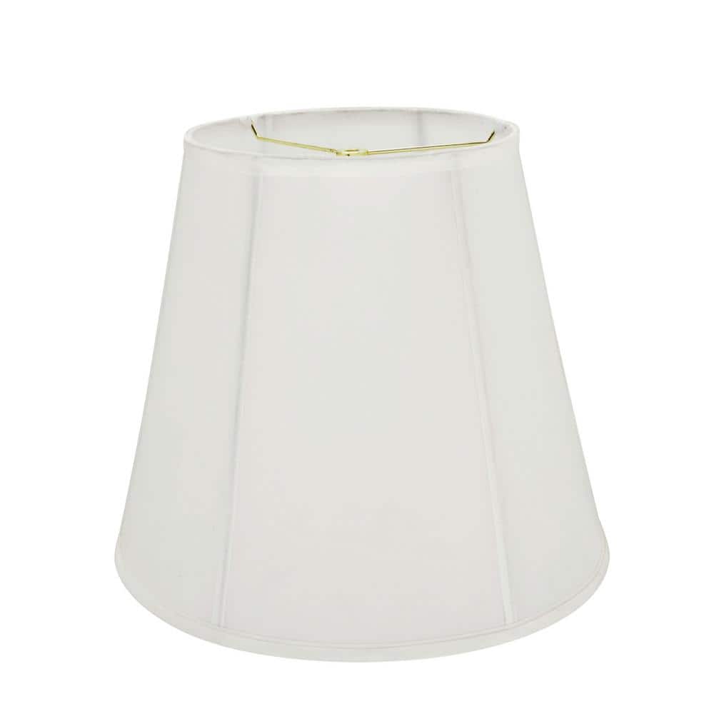 Off-White Cotton Bell Lamp Shade with Vertical Piping, 16"
