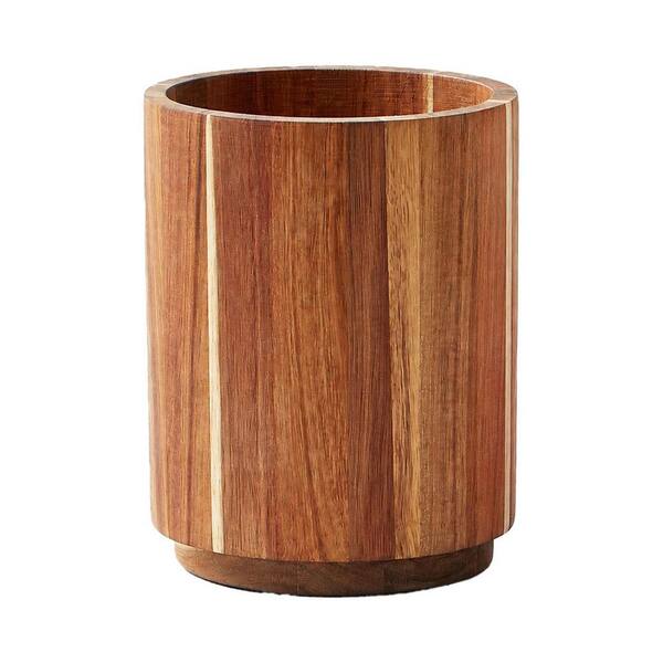 Natural Acacia Wood 360 Degree Rotating Utensil Holder Kitchen Countertop Organizer Farmhouse Decor