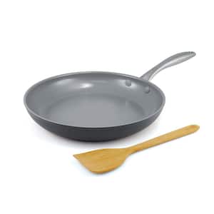 Lima Hard Anodized Healthy Ceramic Nonstick 10 in. Frying Pan Skillet in Gray With Bamboo Turner