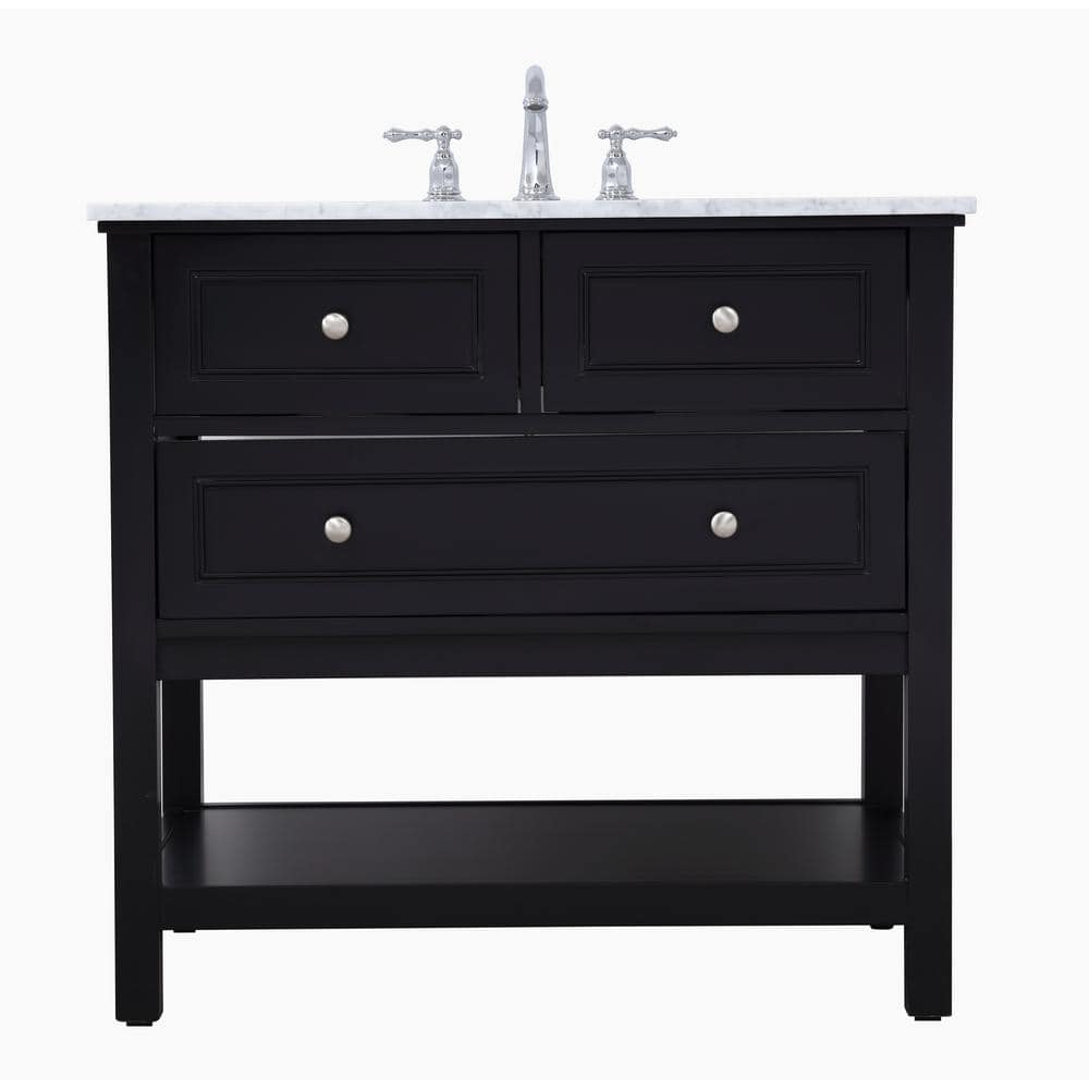 Simply Living 36 in. W x 22 in. D x 33.75 in. H Bath Vanity in Black with C