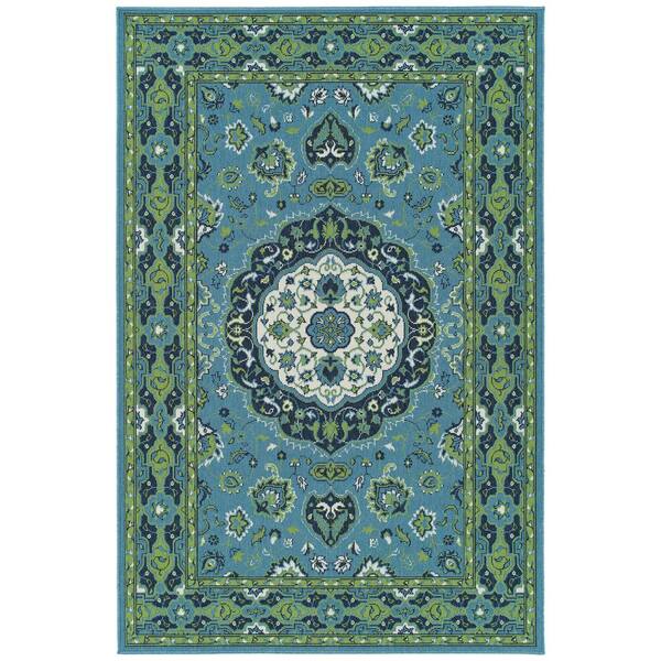 Sunice Lt. Blue 2 ft. 5 in. x 3 ft. 9 in. Rectangle Residential Indoor-Outdoor Throw Area Rug