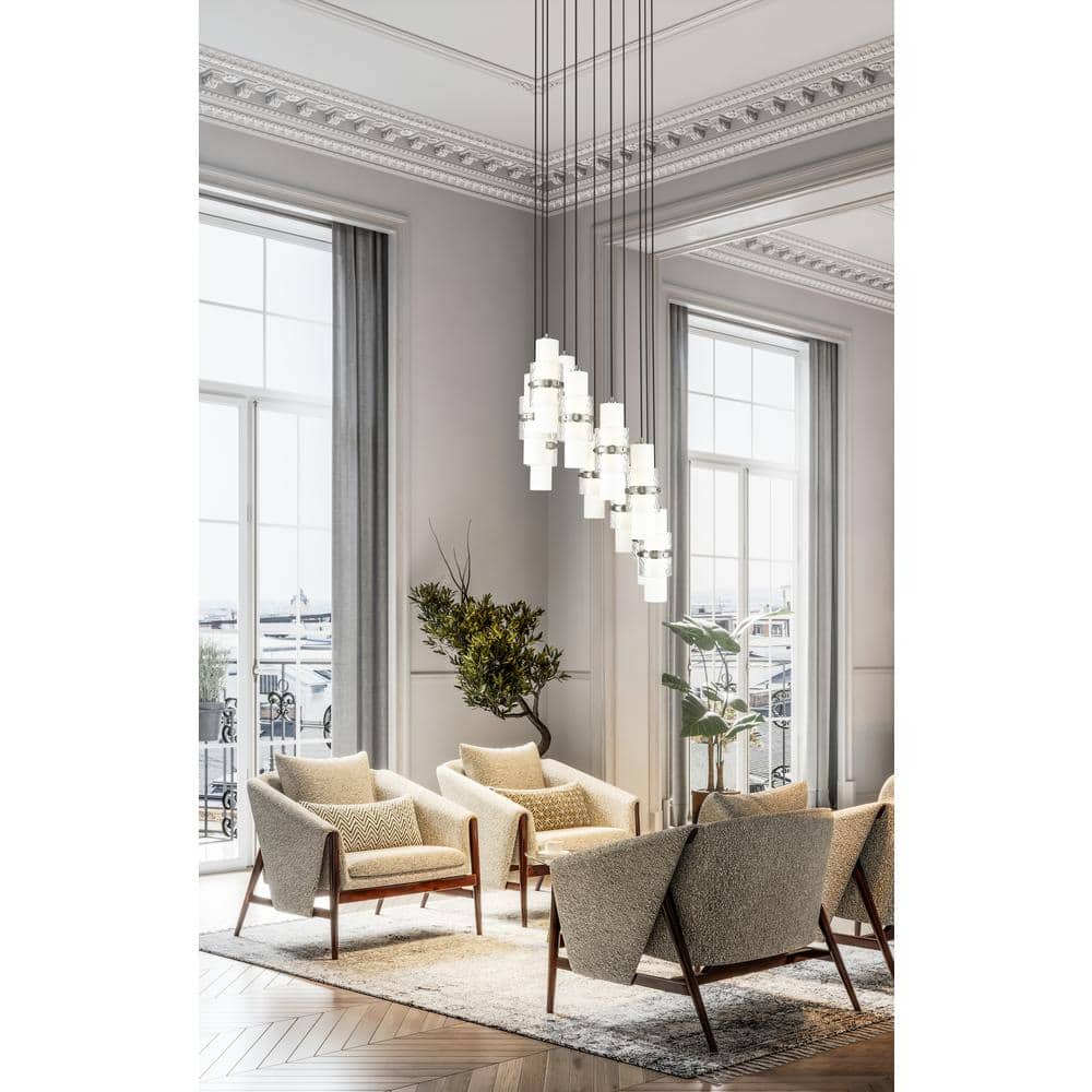 Cayden 24" Brushed Nickel Chandelier with Etched Opal Glass