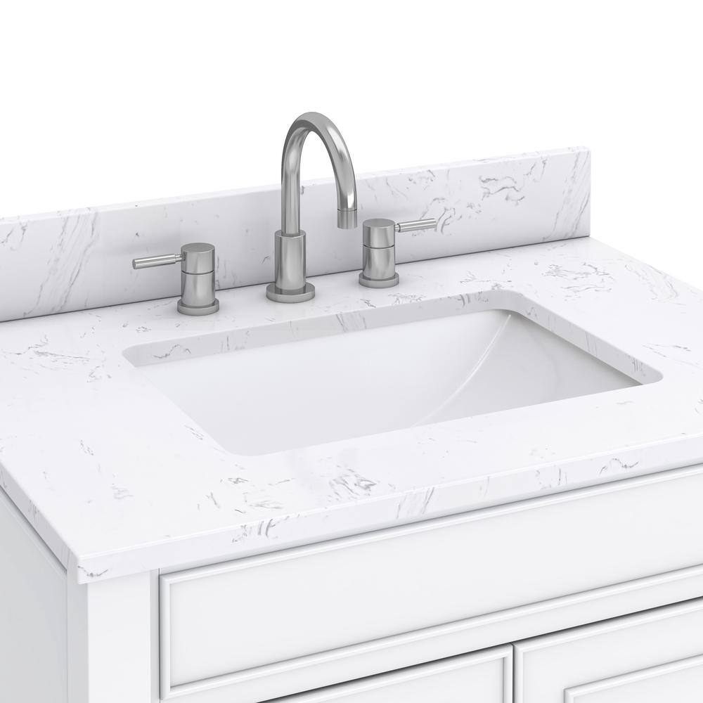 Bristol 31'' White Single Bathroom Vanity with Marble Top