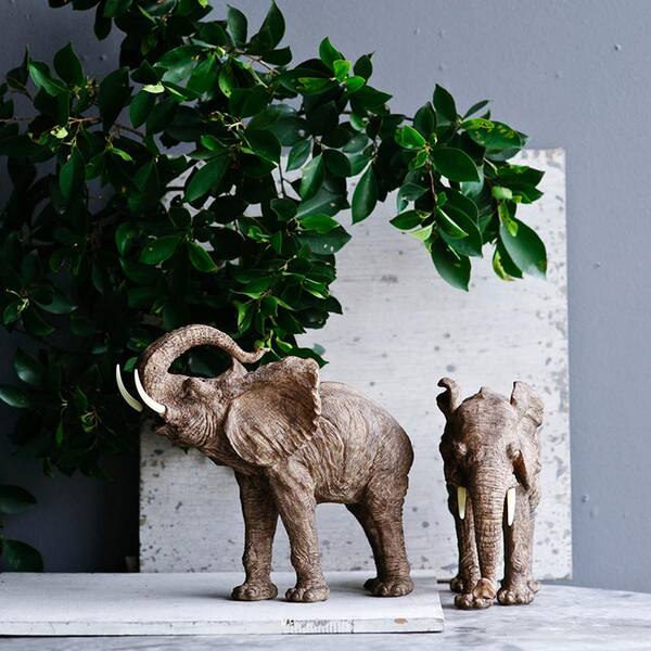 A & B Home 10 in. Brown Resin Elephant Decorative Statue