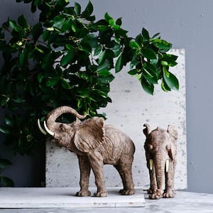 10 in. Brown Resin Elephant Decorative Statue