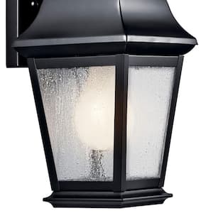 Mount Vernon 12.5 in. 1-Light Black Outdoor Hardwired Wall Lantern Sconce with No Bulbs Included (1-Pack)