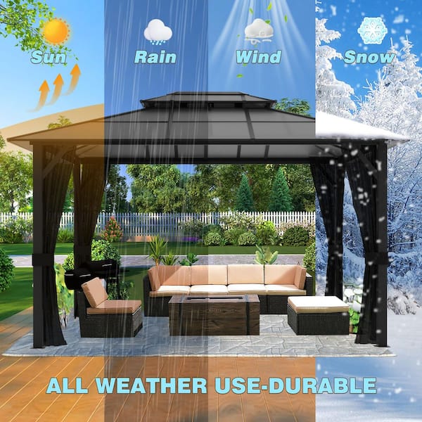 VEIKOUS 13 ft. W x 10 ft. D Polycarbonate Double Top Gazebo