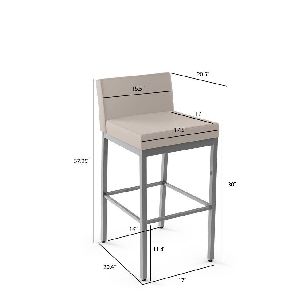 White Leather and Wood Swivel Bar Stool with Metal Frame