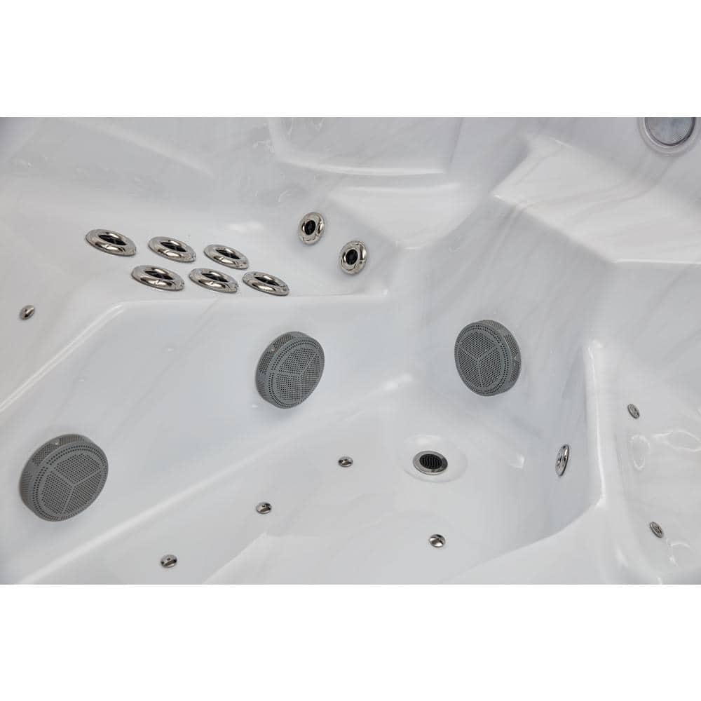 Danika 5-Person Gray Acrylic Rectangle Hot Tub with Jets and LED Lighting
