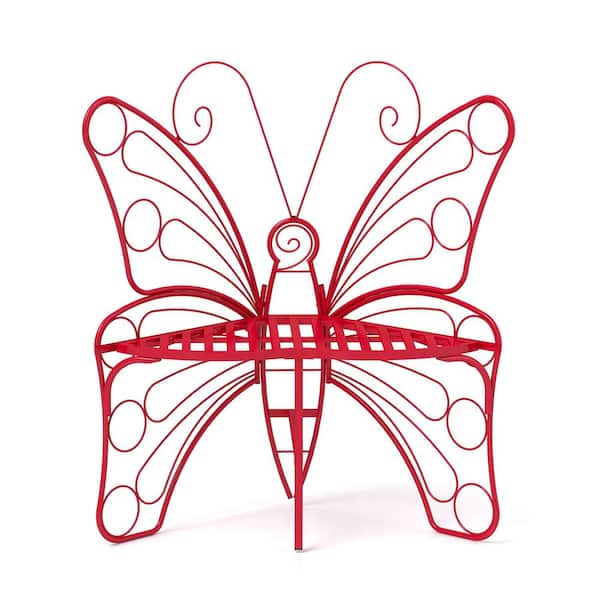 Otryad Modern Butterfly Cast Metal Garden Bench, Outdoor Bench Patio Seat, Park Bench Outdoor Seating