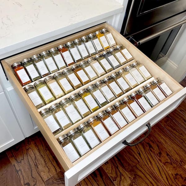 Clear Acrylic 4 Tier Spice Drawer Organizer Expandable from 13 to 26 for Kitchen Drawer or Countertop 2 Set