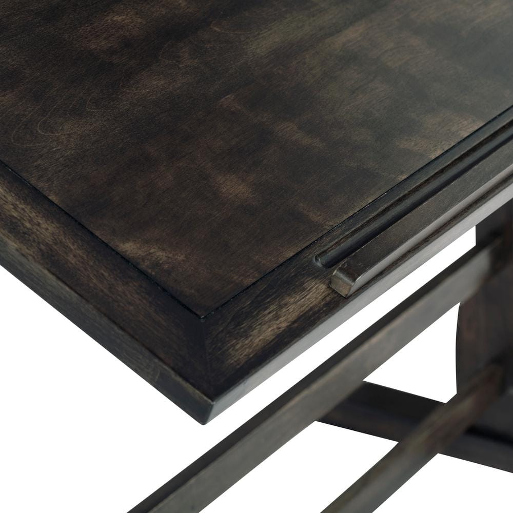 Distressed Black Vintage Solid Wood Drafting Table with Adjustable Top 42"x30"