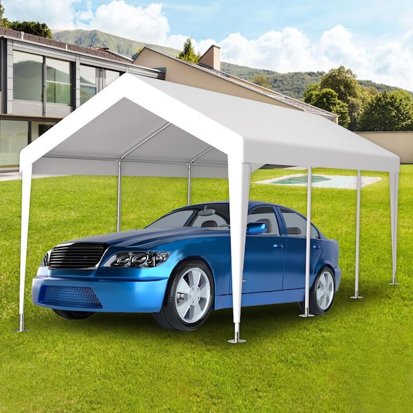 Unbranded 12 ft. x 20 ft. Carport Replacement Awning Covers with 76 Elastic Buckles for Garage Shelters, Frame Not Included, White