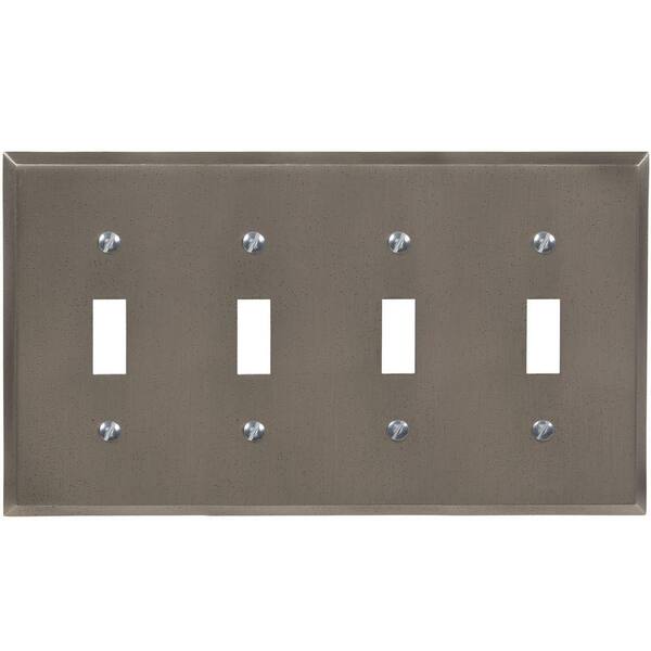 AMERELLE Pewter 4-Gang Toggle Wall Plate (1-Pack)