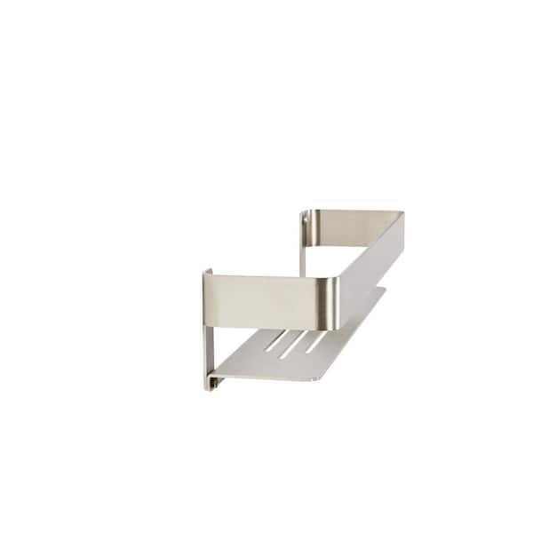 Seachrome 18 in. x 4 in. Rectangular Shower Shelf with Rail in Satin