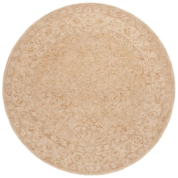 Dip Dye 7 ft. x 7 ft. Gold/Ivory Oriental Round Rug