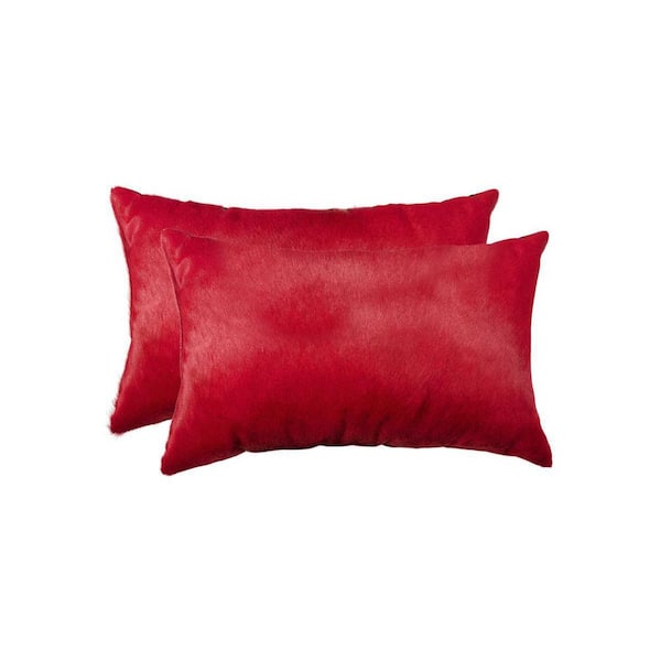 HomeRoots Wine Solid Cotton 12 in. x 20 in. Throw Pillow (Set of 2)