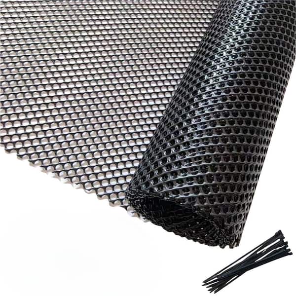 15.7 in. x 10 ft. Plastic Wire Mesh Fence with Free Zip Ties for Pets Poultry Garden Plant Protector, Black