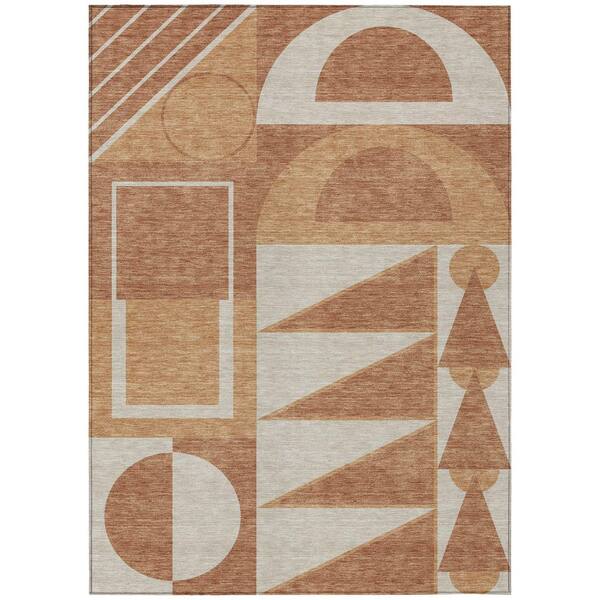 Chantille Machine Washable Indoor/Outdoor Abstract ACN2607 Paprika 3 ft. x 4 ft. Area Rug