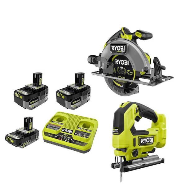 ONE+ 18V HP Kit w/(2) 4.0Ah, 2.0Ah Battery, 2-Port Charger, ONE+ Brushless 7-1/4" Circular Saw & ONE+ Brushless Jig Saw