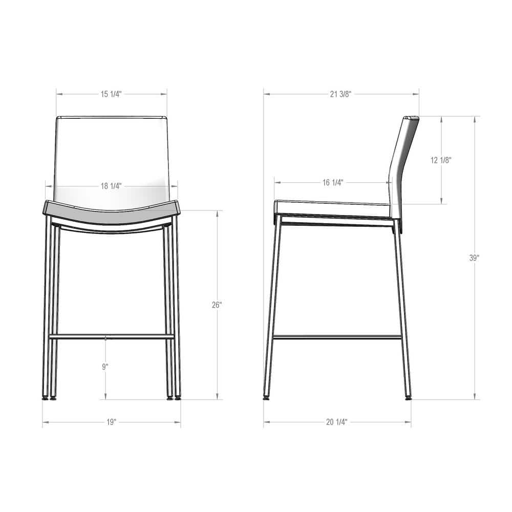 Torres 26'' Light Grey Polyurethane Counter Stool with Dark Grey Metal Frame