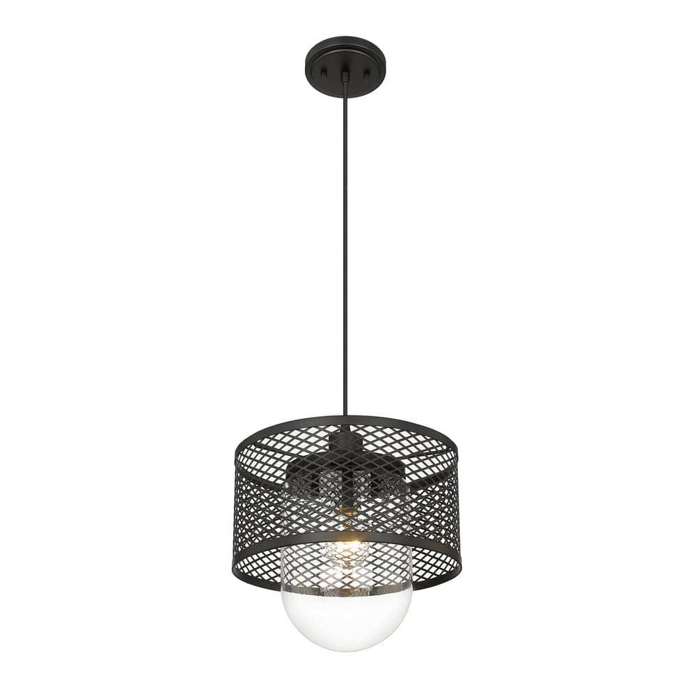 Matte Black Glass Indoor/Outdoor Pendant Light