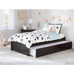 Concord Twin Platform Bed with Flat Panel Foot Board and Twin-Size Urban Trundle Bed in Espresso
