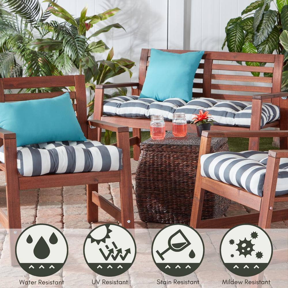Canopy Stripe Gray 20" Square Outdoor Dining Seat Cushion