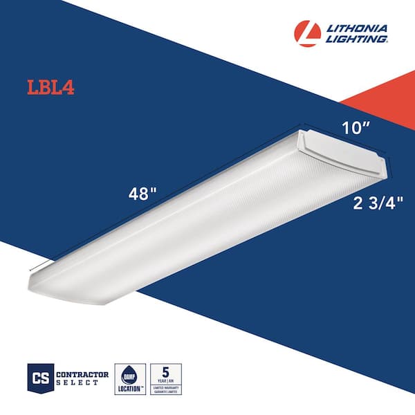 Contractor Select LBL4 Series 4 ft. 4253 Lumens Integrated LED Dimmable Cool White Curved-Basket Wraparound, 4000K