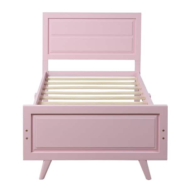 Unbranded 78.70 in. W Pink Twin Size Wood Platform Bed