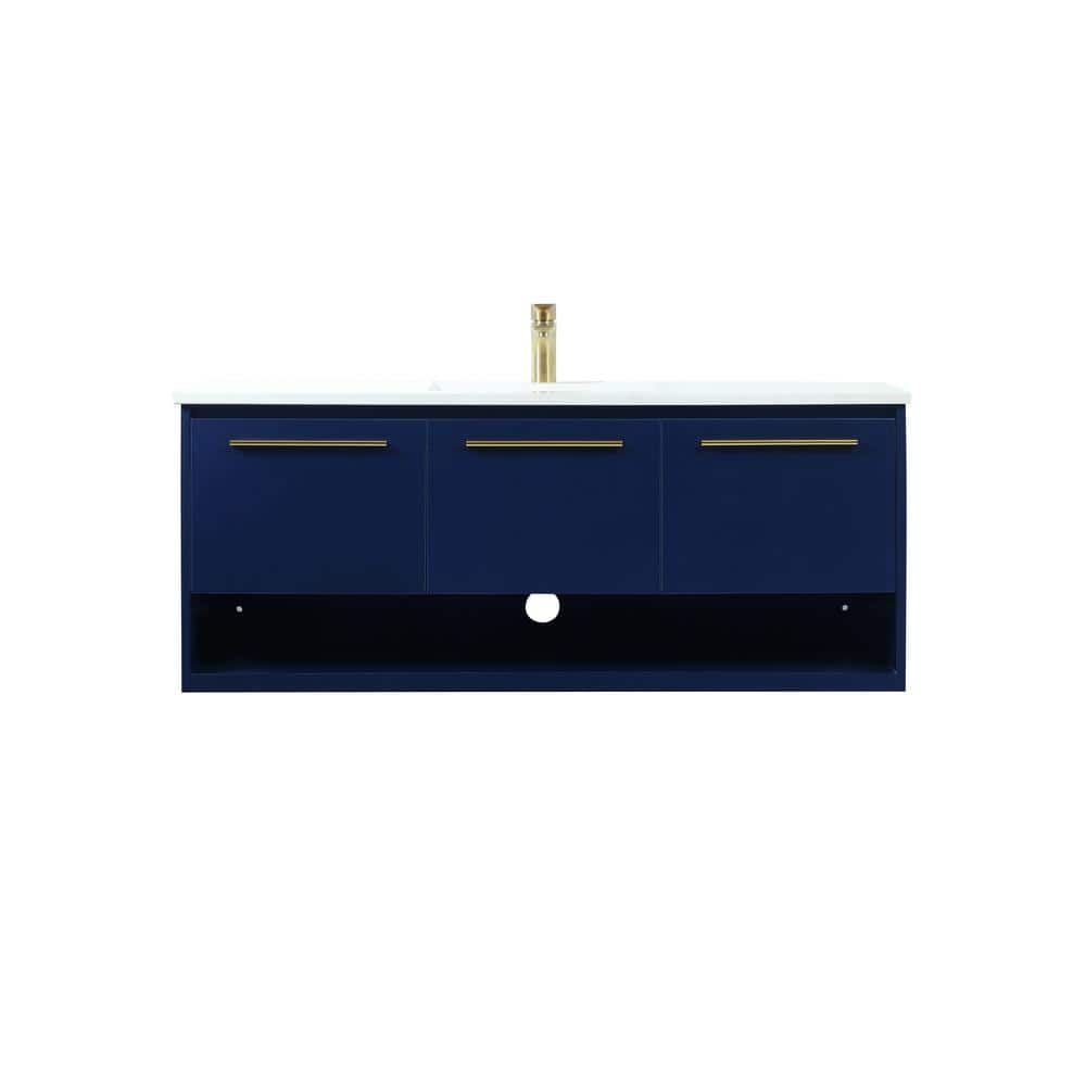 Timeless Home 48 in. W Single Bath Vanity in Blue with Engineered Stone Van