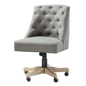 XingBiaoOD Farmhouse Gray Wood Office Chair with Tufted Back