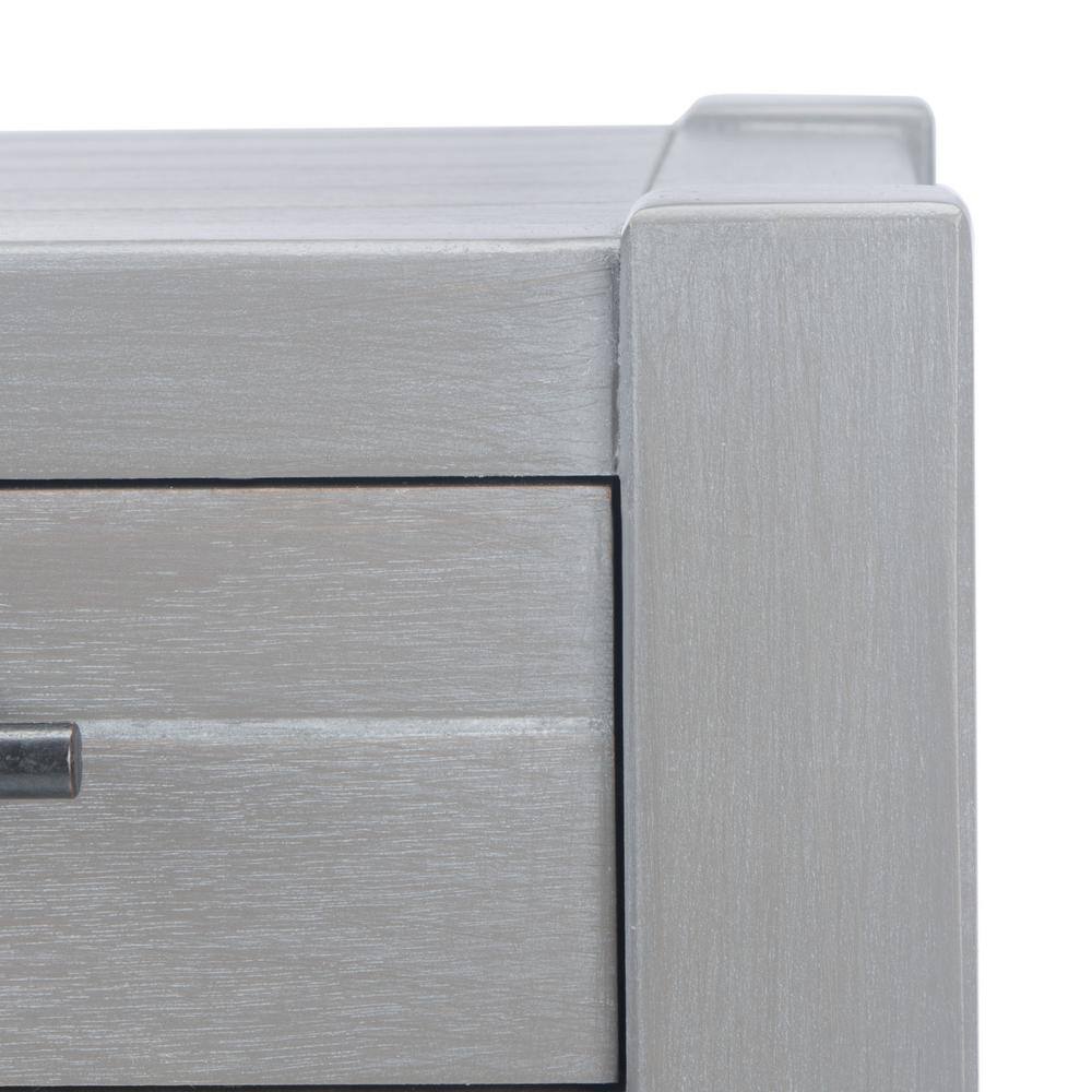 Gray Pine and Steel Console Table with Storage