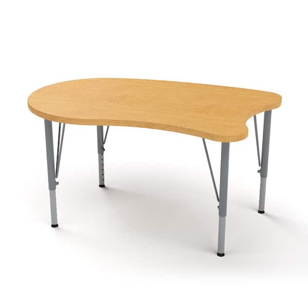 TOT MATE Versa Desk Curve Laminate Large Surface Height Adjustable Kids Desk Classroom Table (Maple, 14-23 in. H)