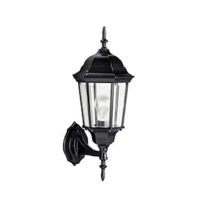 Madison 22.75 in. 1-Light Black Outdoor Hardwired Wall Lantern Sconce with No Bulbs Included (1-Pack)