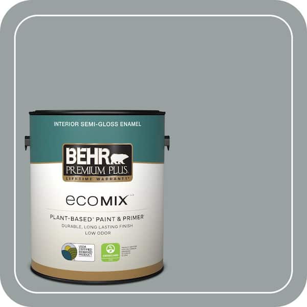 1 gal. Home Decorators Collection #HDC-SM16-02 Grey River Rock Semi-Gloss EcoMix Plant-Based Interior Paint & Primer