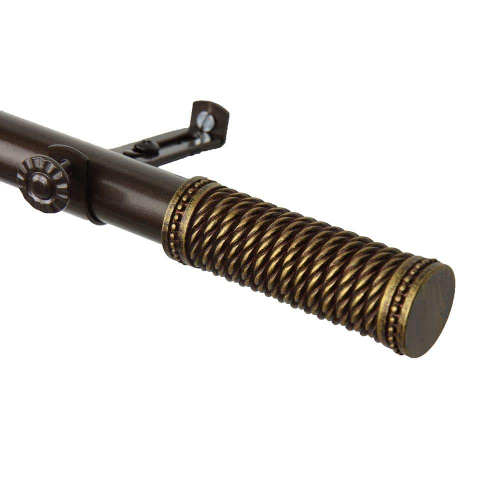 Rod Desyne 120 in. - 170 in. Threaded Single Curtain Rod in Cocoa