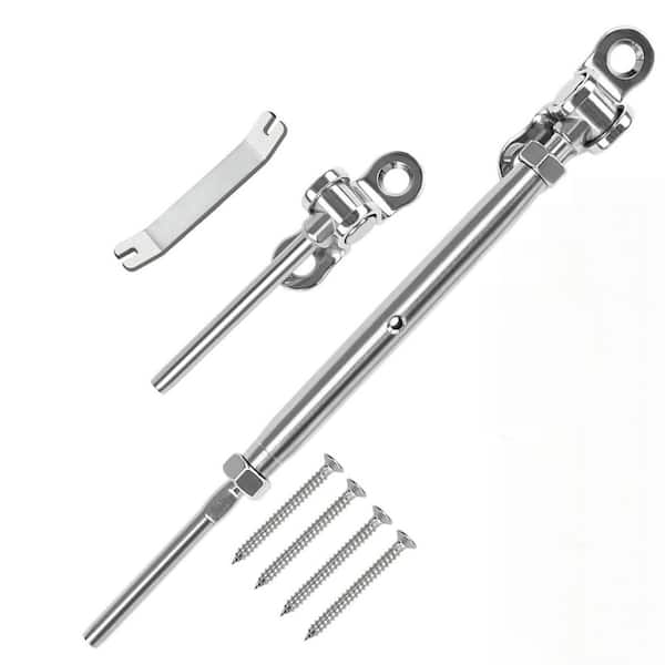 1/8 in. T316 Stainless Steel Cable Railing Hardware Kit, Adjustable Swage Toggle Turnbuckle for Wood Post Stairs 80-Pack