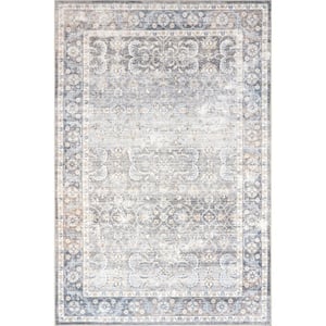 Ivette Persian Spill-Proof Machine Washable Gray 6 ft. x 9 ft. Area Rug