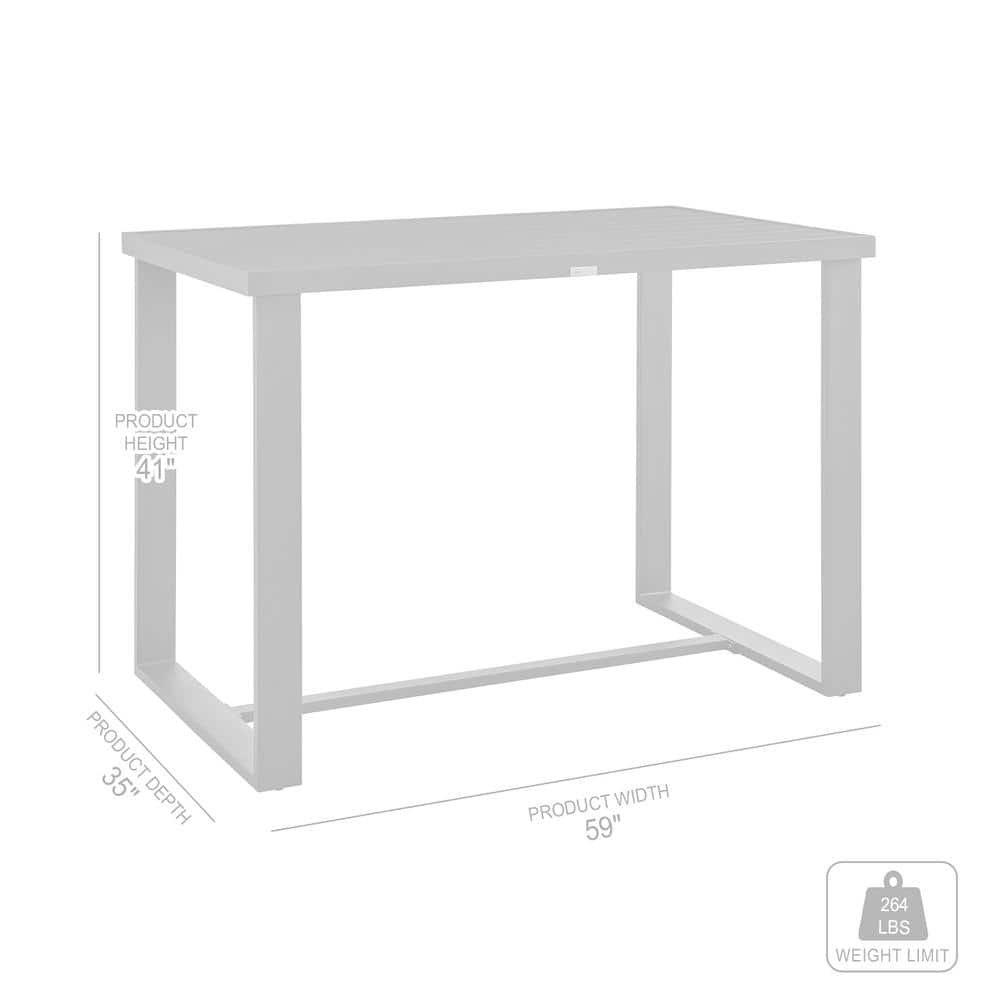 Argiope Dark Gray Aluminum Rectangular Bar Height Outdoor Dining Table