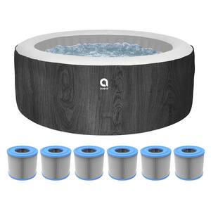 Avenli 53 in. 4-Person Inflatable Round Hot Tub Swim Spa and High Flow Filter Cartridge (6-Pack)