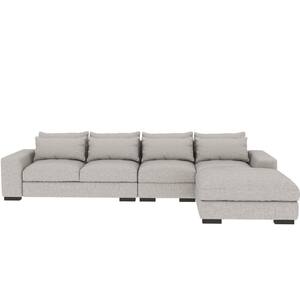 5-Piece 150 in. W Linen Rectangular Moveable Sectional Sofa with Ottoman in Beige