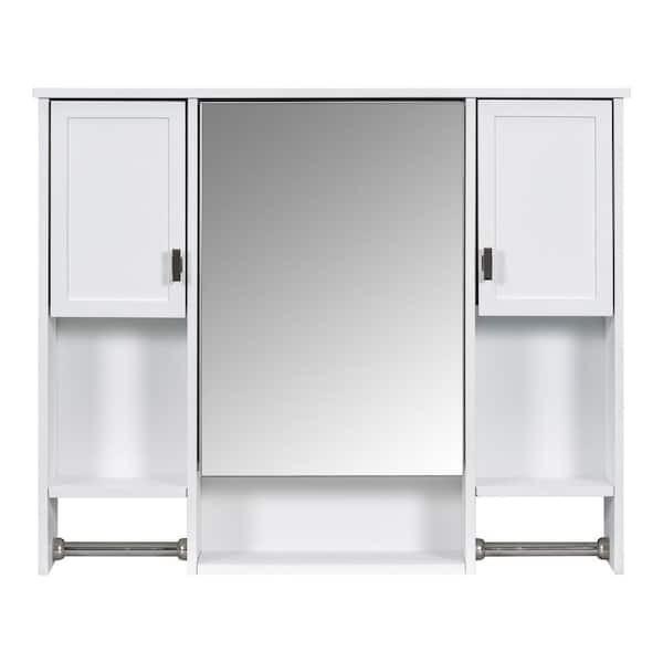 Ami 35 in. W x 6.7 in. D x 28.7 in. H Rectangular Bathroom Storage Medicine Cabinet with Mirror in White