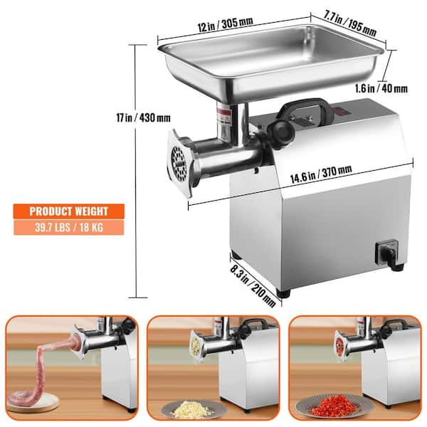 VEVOR Electric Meat Grinder 8.3 lbs. Min 650 Watt Industrial Meat Mincer Silver Stainless Steel Commercial Grinder ETL Listed DDJRJ550W5003TPZVV1 424 The Home Depot