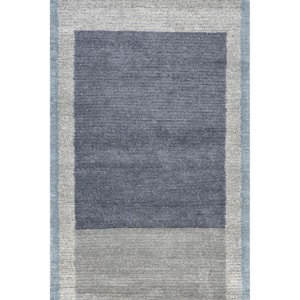 Emily Henderson Eugene Colorblocked Wool Gray 4 ft. x 6 ft. Indoor/Outdoor Patio Rug