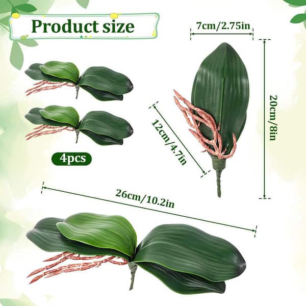 4 Pack 8 in. Artificial Green Indoor/Outdoor Phalaenopsis Orchid