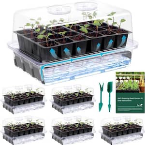 3-Pack 72 Cells Self Watering Seed Starter Trays w/ Humidity Domes for Plant Germination and Seedling Growing
