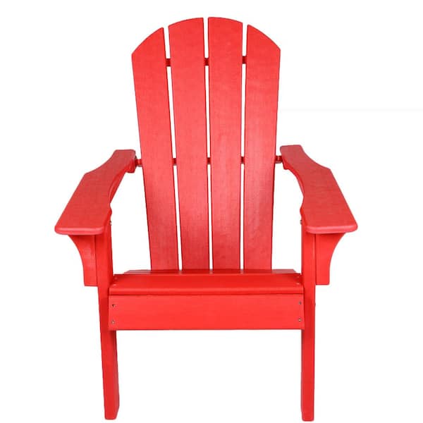 Unbranded Red Reclining Composite No-Fading Snowstorm Resistant Outdoor Adirondack Chair