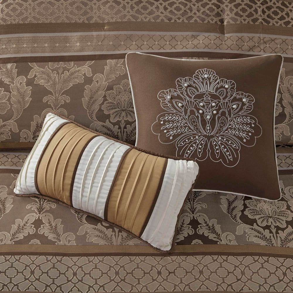 Bellagio Brown and Gold Queen Jacquard Comforter Set